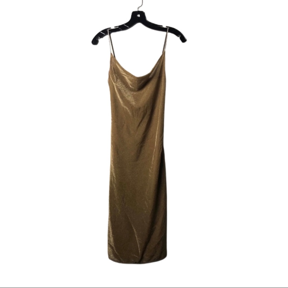 POLECI GOLD SHIMMER DRESS RHINESTONE STRAPS
